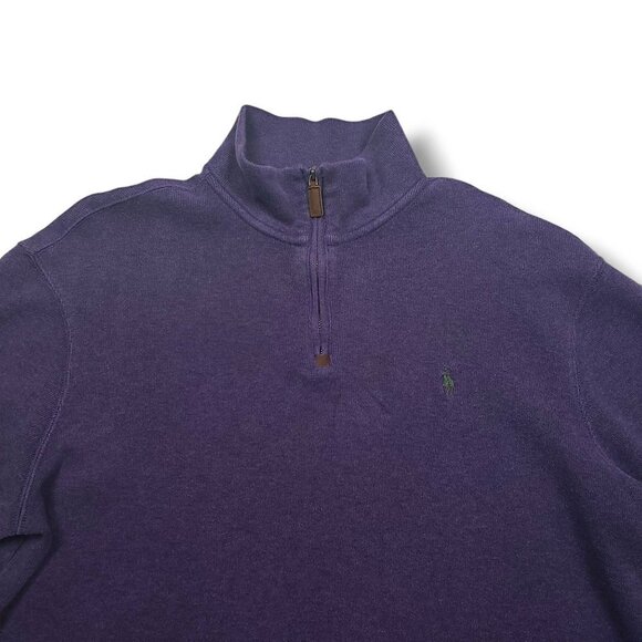 Polo Ralph Lauren Quarter Zip Sweater Mens Large Purple Mock Neck - Picture 2 of 8
